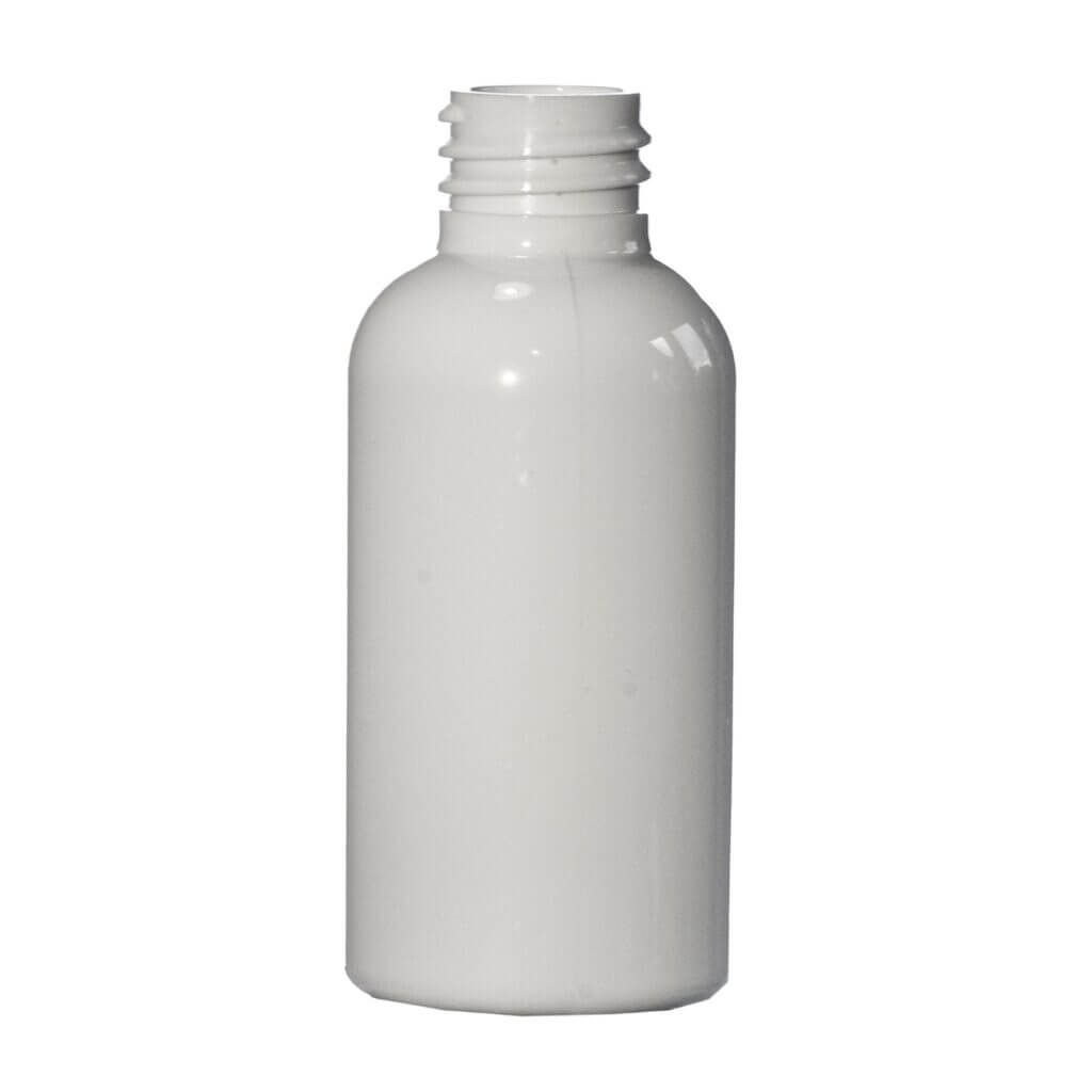 50ml White PET Boston Round Bottle, 20/410