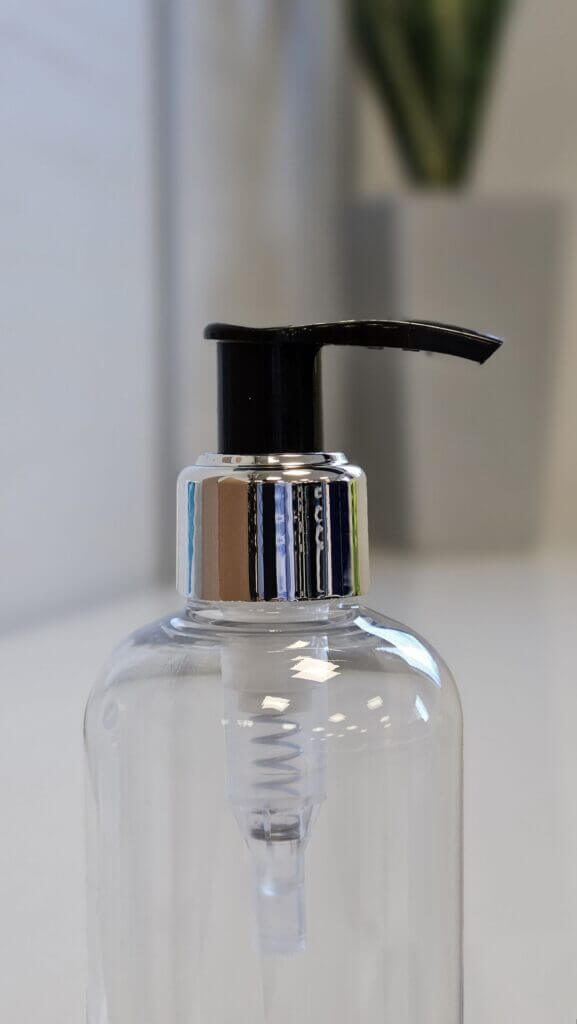 Black Lotion Pump with Gloss Silver UV Collar, 24/410