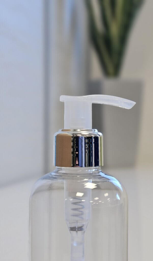 Natural Lotion Pump with Gloss Silver UV Collar, 24/410