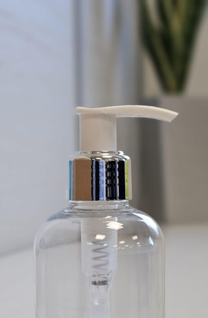 White Lotion Pump with Gloss Silver UV Collar, 24/410