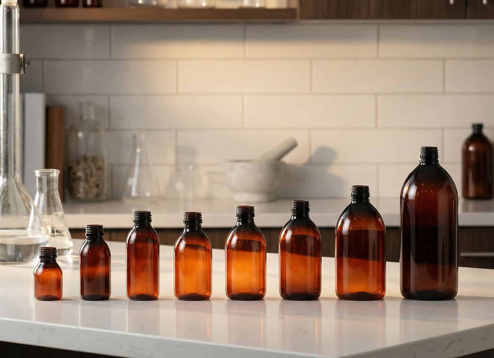 Amber PET Sirop Bottles